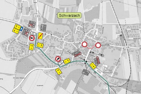 Bildausschnitt aus dem Umleitungsplan - OD Schwarzach