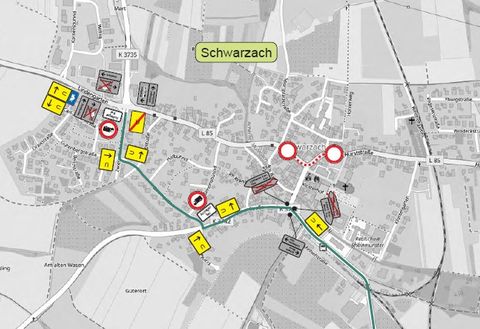 Bildausschnitt aus dem Umleitungsplan - OD Schwarzach
